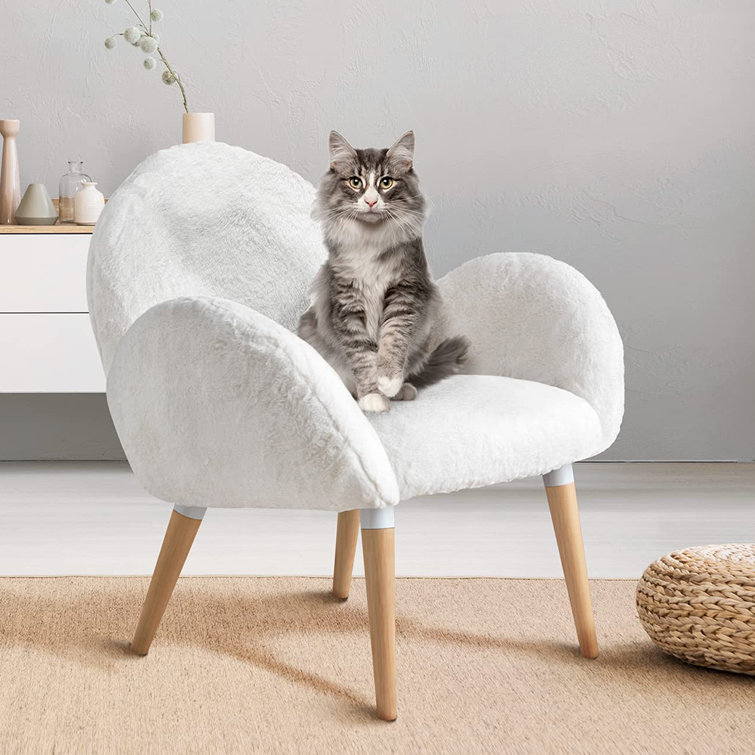 White fuzzy vanity online chair